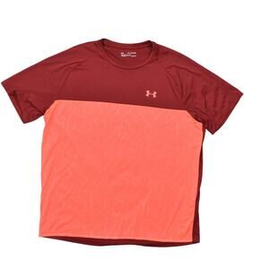 Under Armour Red Polyester T-Shirt Men Loose Heatgear Gym Run 2XL Loose